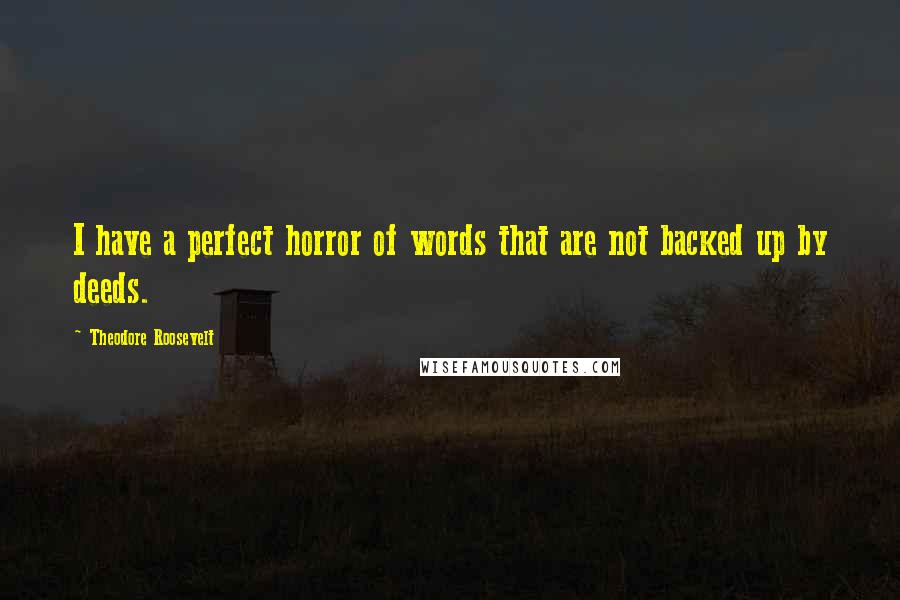 Theodore Roosevelt Quotes: I have a perfect horror of words that are not backed up by deeds.