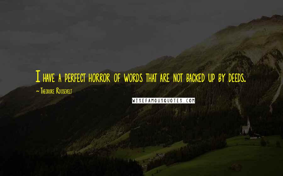 Theodore Roosevelt Quotes: I have a perfect horror of words that are not backed up by deeds.
