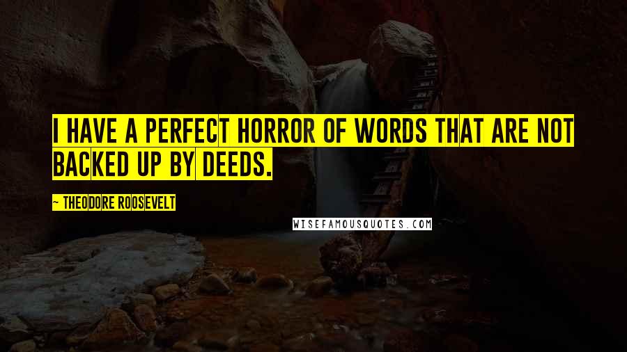 Theodore Roosevelt Quotes: I have a perfect horror of words that are not backed up by deeds.