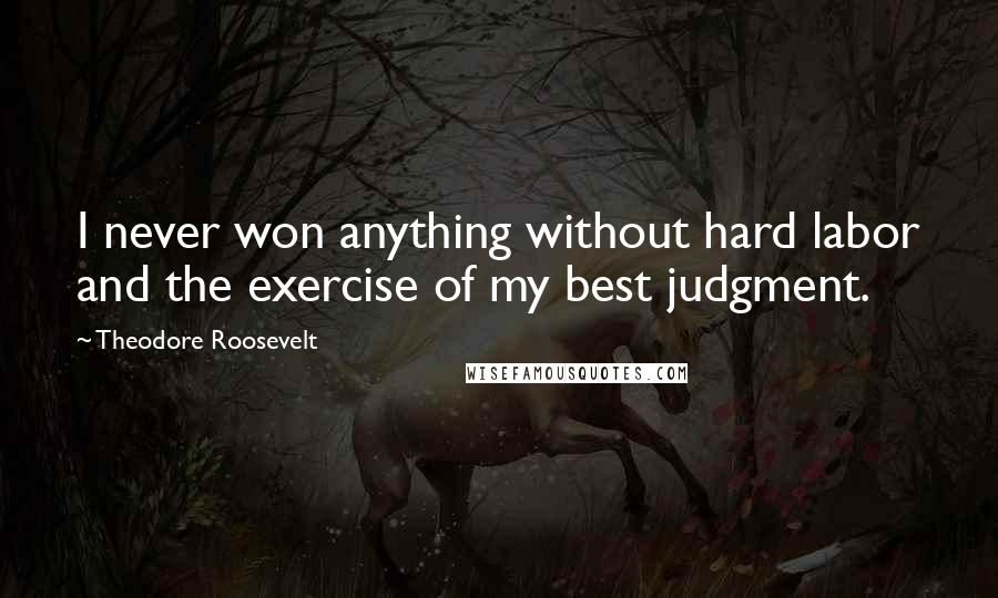 Theodore Roosevelt Quotes: I never won anything without hard labor and the exercise of my best judgment.