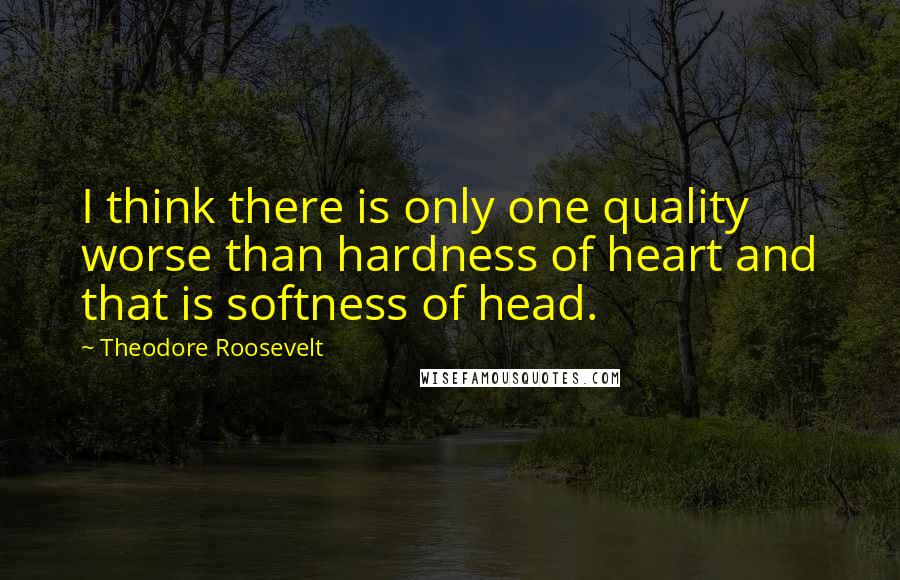 Theodore Roosevelt Quotes: I think there is only one quality worse than hardness of heart and that is softness of head.
