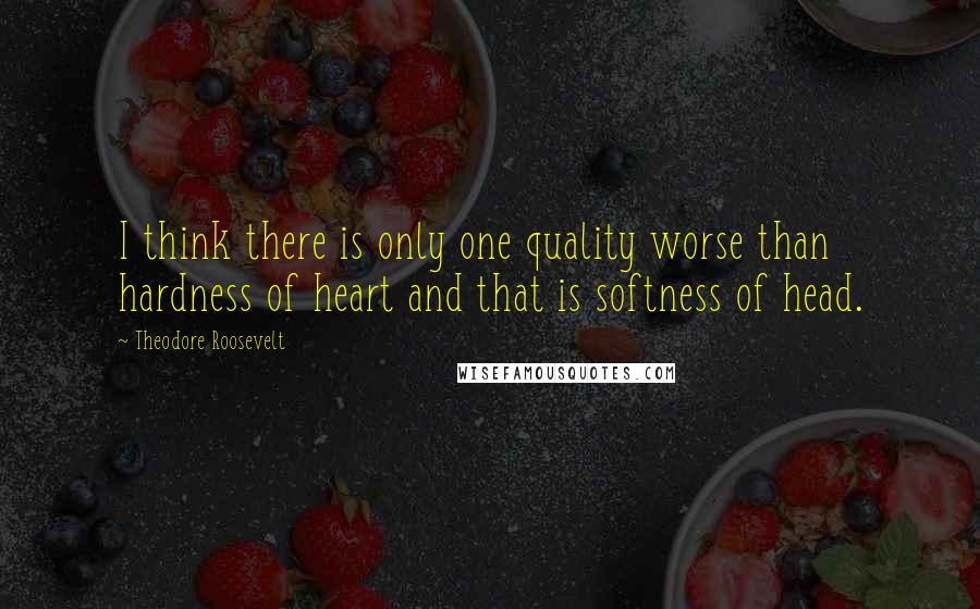 Theodore Roosevelt Quotes: I think there is only one quality worse than hardness of heart and that is softness of head.