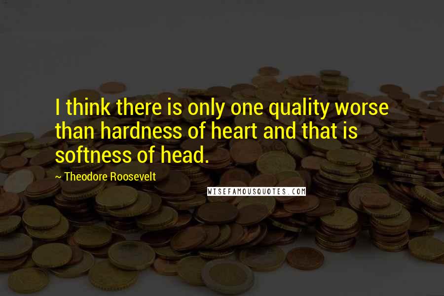 Theodore Roosevelt Quotes: I think there is only one quality worse than hardness of heart and that is softness of head.
