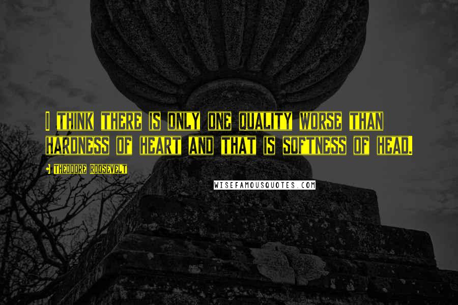 Theodore Roosevelt Quotes: I think there is only one quality worse than hardness of heart and that is softness of head.