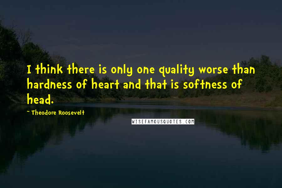 Theodore Roosevelt Quotes: I think there is only one quality worse than hardness of heart and that is softness of head.