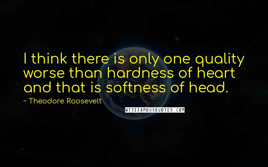 Theodore Roosevelt Quotes: I think there is only one quality worse than hardness of heart and that is softness of head.