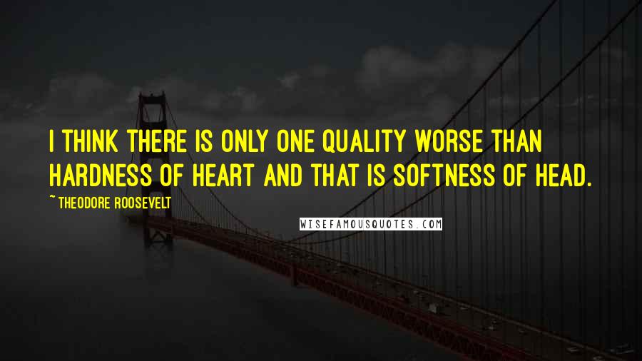 Theodore Roosevelt Quotes: I think there is only one quality worse than hardness of heart and that is softness of head.