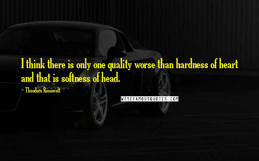Theodore Roosevelt Quotes: I think there is only one quality worse than hardness of heart and that is softness of head.
