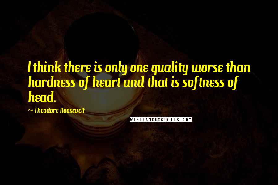 Theodore Roosevelt Quotes: I think there is only one quality worse than hardness of heart and that is softness of head.