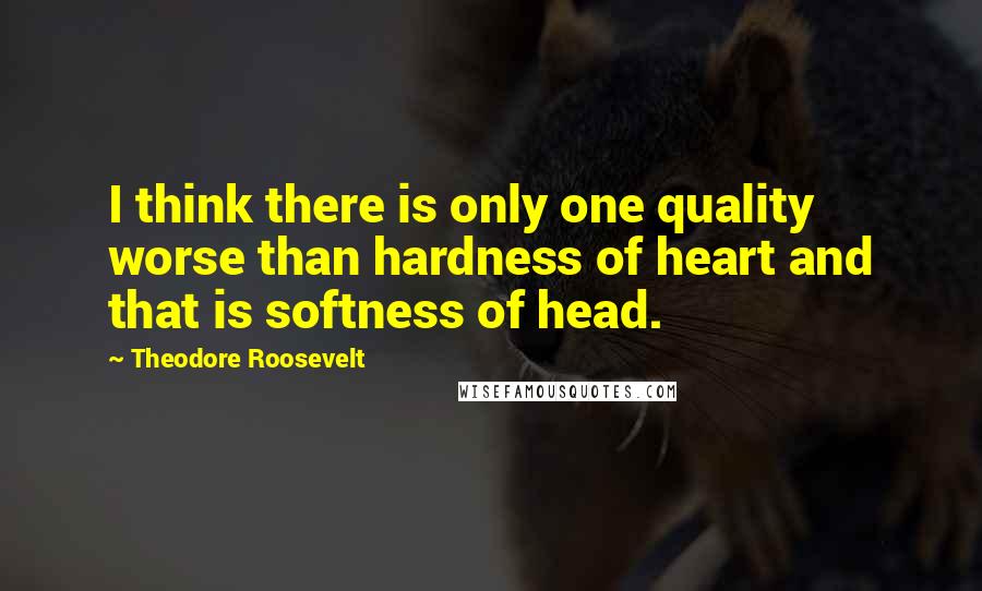 Theodore Roosevelt Quotes: I think there is only one quality worse than hardness of heart and that is softness of head.