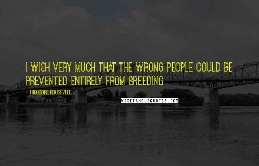 Theodore Roosevelt Quotes: I wish very much that the wrong people could be prevented entirely from breeding