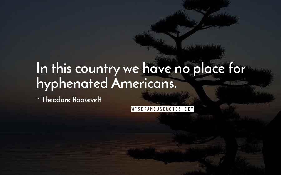 Theodore Roosevelt Quotes: In this country we have no place for hyphenated Americans.