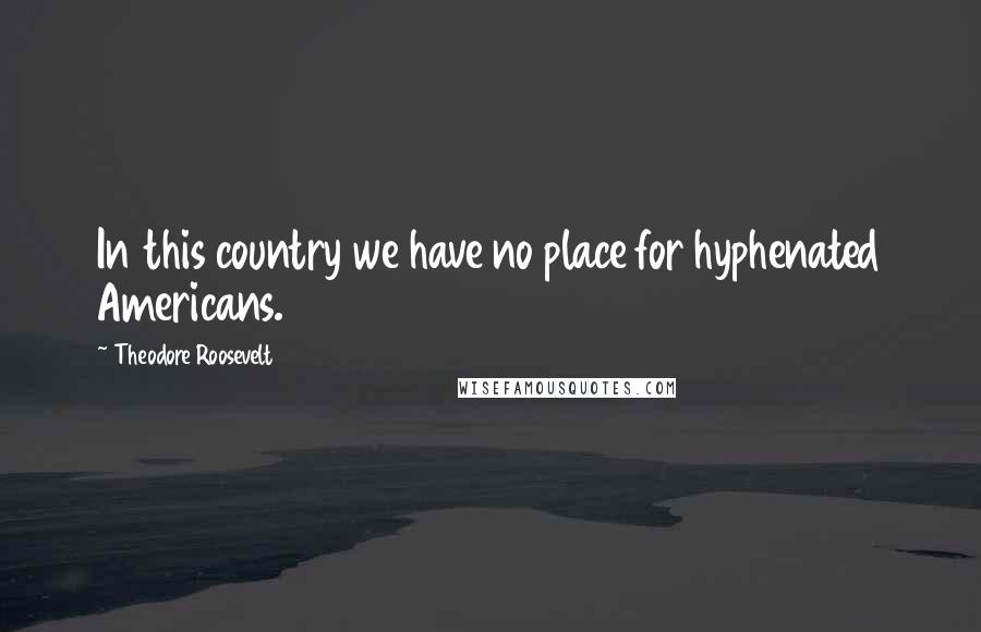 Theodore Roosevelt Quotes: In this country we have no place for hyphenated Americans.