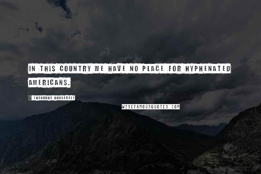 Theodore Roosevelt Quotes: In this country we have no place for hyphenated Americans.