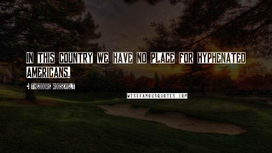 Theodore Roosevelt Quotes: In this country we have no place for hyphenated Americans.