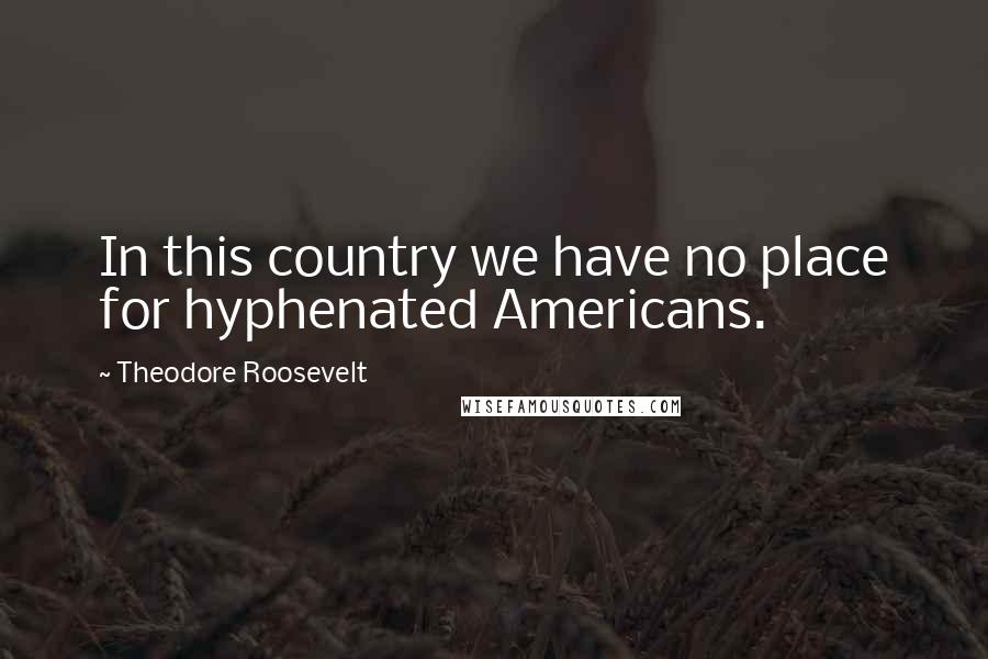 Theodore Roosevelt Quotes: In this country we have no place for hyphenated Americans.