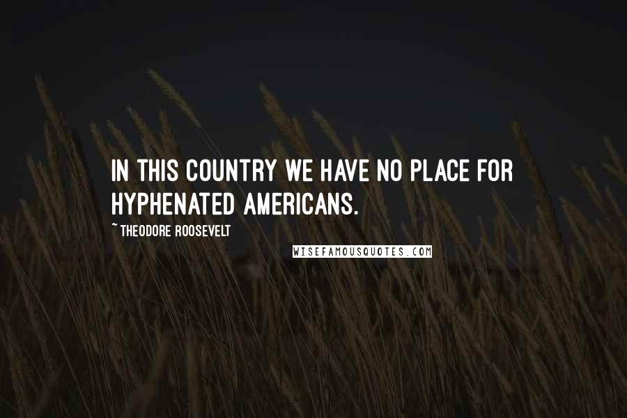 Theodore Roosevelt Quotes: In this country we have no place for hyphenated Americans.
