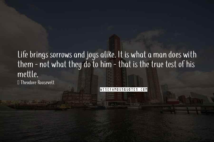 Theodore Roosevelt Quotes: Life brings sorrows and joys alike. It is what a man does with them - not what they do to him - that is the true test of his mettle.