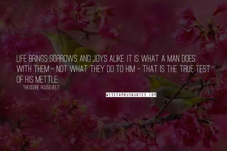 Theodore Roosevelt Quotes: Life brings sorrows and joys alike. It is what a man does with them - not what they do to him - that is the true test of his mettle.