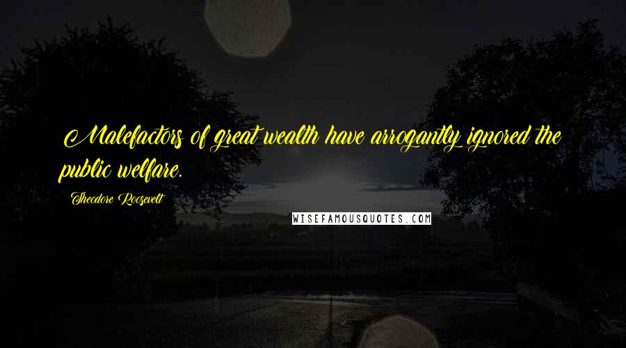 Theodore Roosevelt Quotes: Malefactors of great wealth have arrogantly ignored the public welfare.
