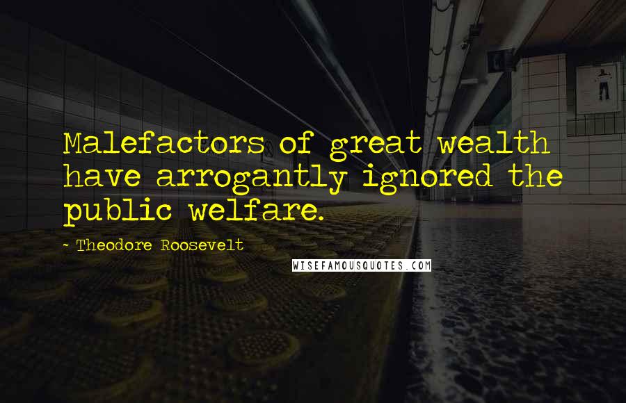 Theodore Roosevelt Quotes: Malefactors of great wealth have arrogantly ignored the public welfare.