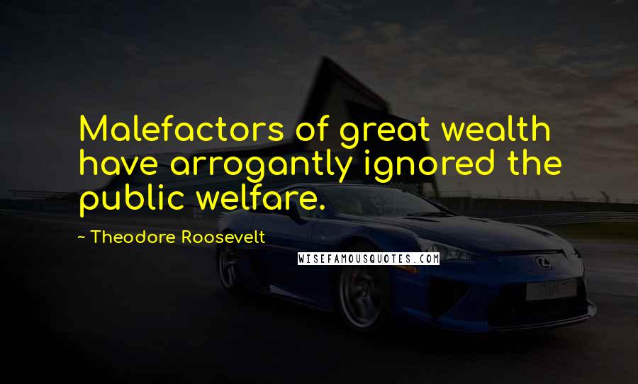 Theodore Roosevelt Quotes: Malefactors of great wealth have arrogantly ignored the public welfare.