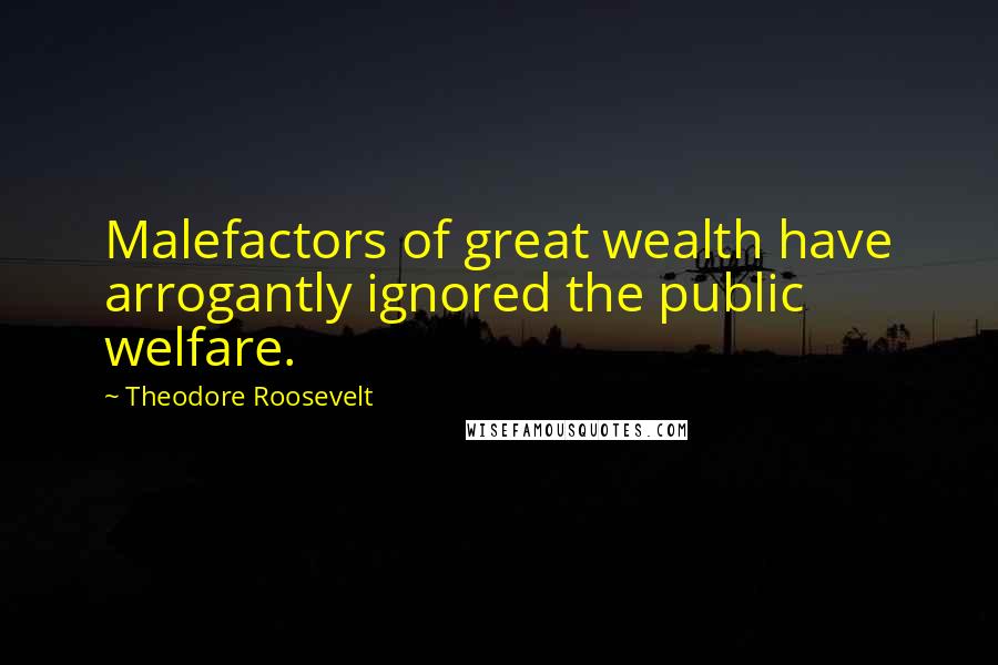 Theodore Roosevelt Quotes: Malefactors of great wealth have arrogantly ignored the public welfare.