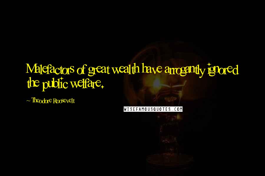 Theodore Roosevelt Quotes: Malefactors of great wealth have arrogantly ignored the public welfare.