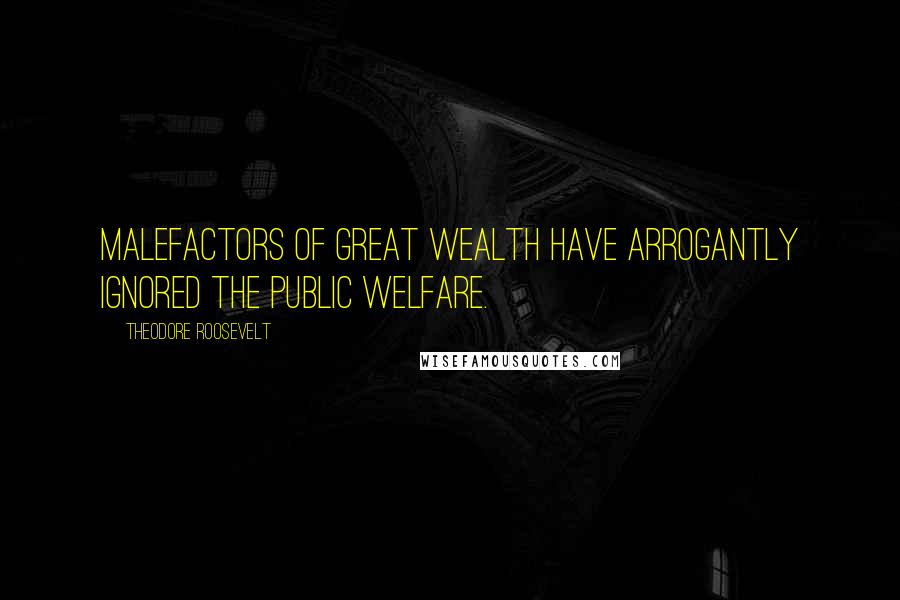 Theodore Roosevelt Quotes: Malefactors of great wealth have arrogantly ignored the public welfare.