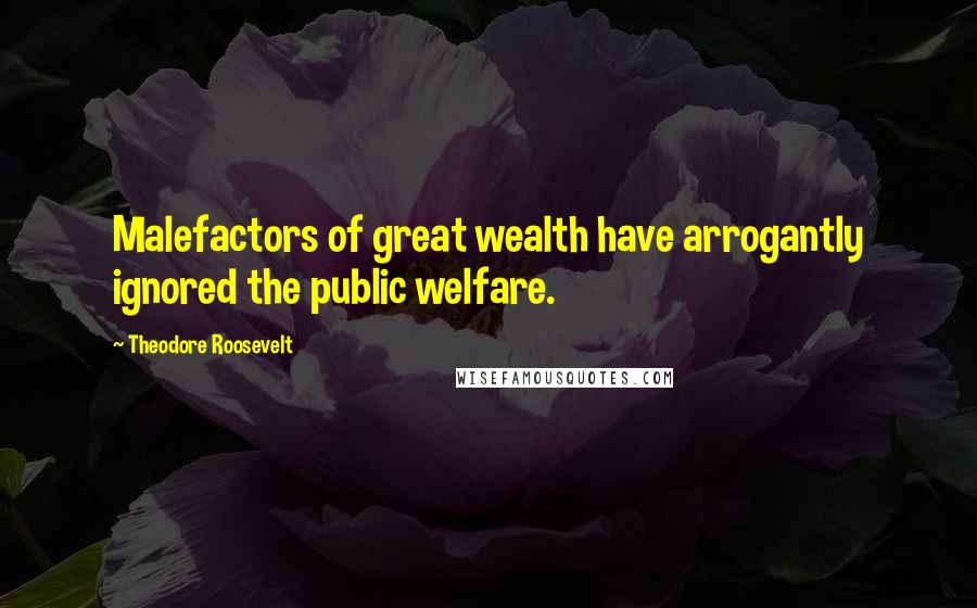Theodore Roosevelt Quotes: Malefactors of great wealth have arrogantly ignored the public welfare.