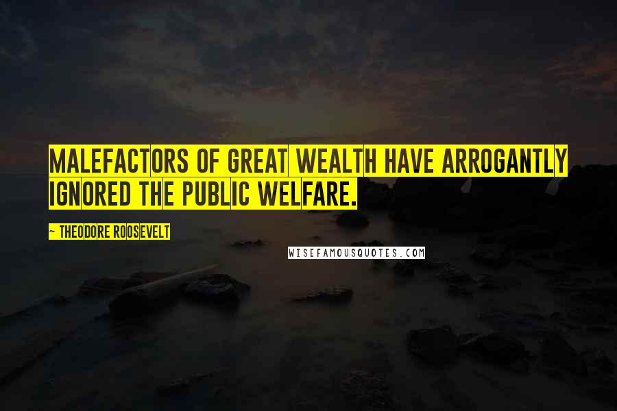 Theodore Roosevelt Quotes: Malefactors of great wealth have arrogantly ignored the public welfare.