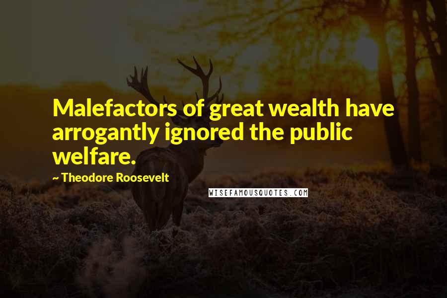 Theodore Roosevelt Quotes: Malefactors of great wealth have arrogantly ignored the public welfare.