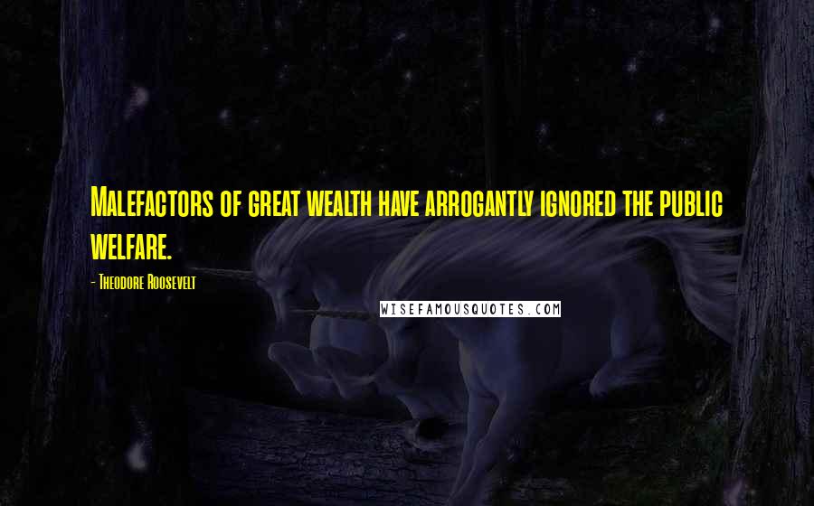 Theodore Roosevelt Quotes: Malefactors of great wealth have arrogantly ignored the public welfare.