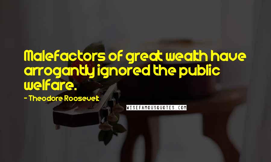 Theodore Roosevelt Quotes: Malefactors of great wealth have arrogantly ignored the public welfare.
