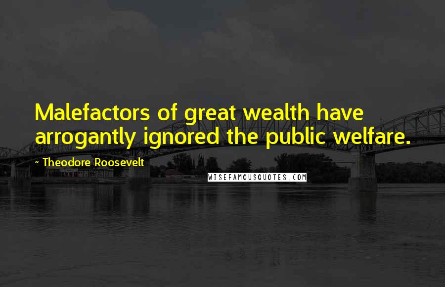 Theodore Roosevelt Quotes: Malefactors of great wealth have arrogantly ignored the public welfare.
