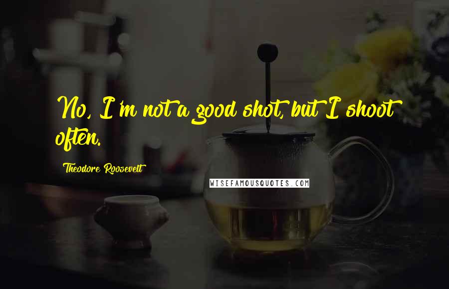 Theodore Roosevelt Quotes: No, I'm not a good shot, but I shoot often.