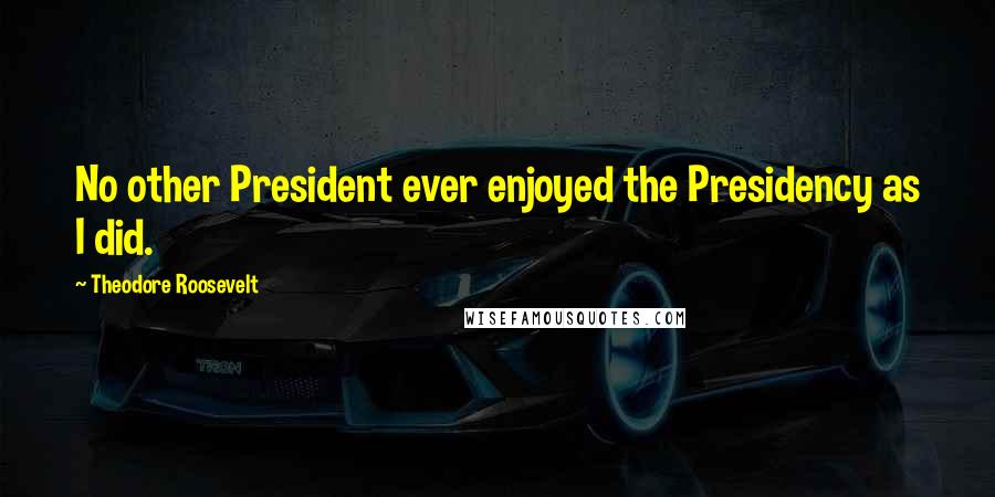 Theodore Roosevelt Quotes: No other President ever enjoyed the Presidency as I did.