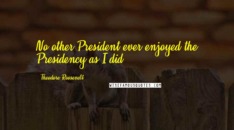 Theodore Roosevelt Quotes: No other President ever enjoyed the Presidency as I did.