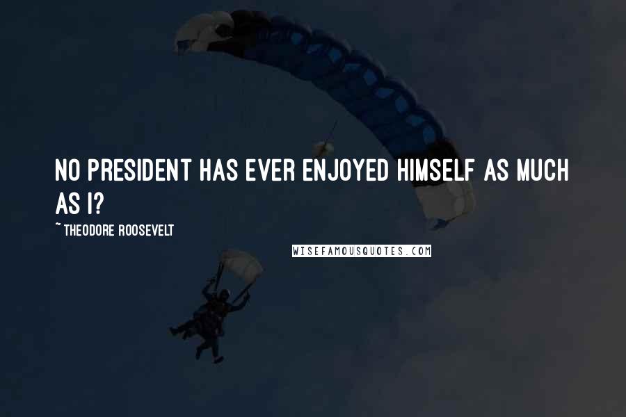 Theodore Roosevelt Quotes: No President has ever enjoyed himself as much as I?