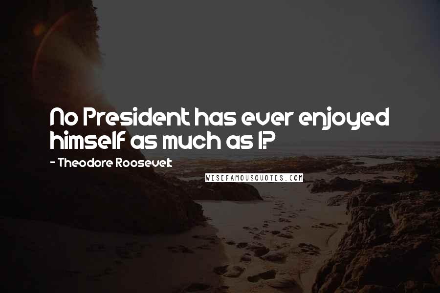 Theodore Roosevelt Quotes: No President has ever enjoyed himself as much as I?