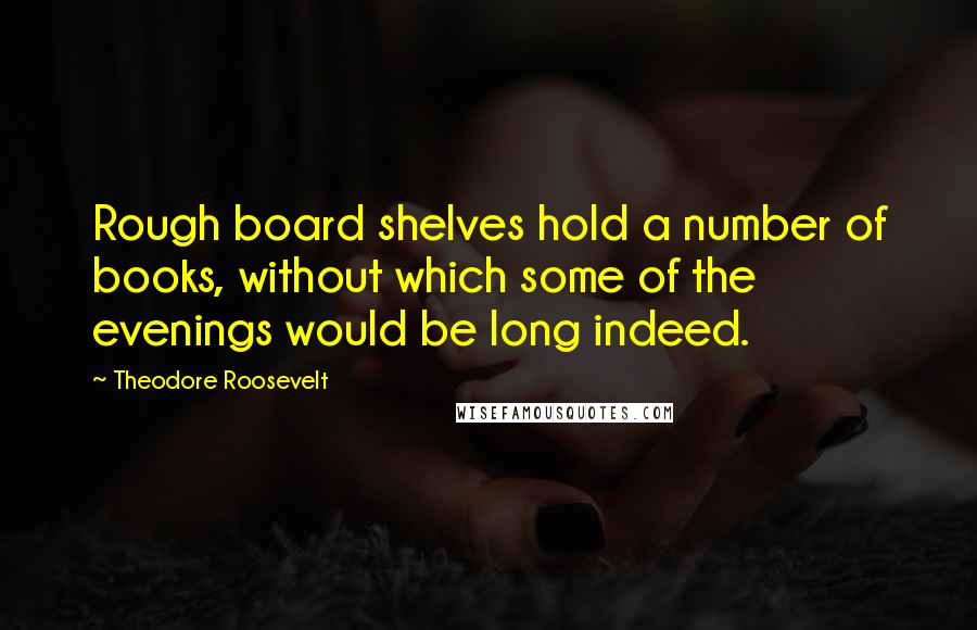 Theodore Roosevelt Quotes: Rough board shelves hold a number of books, without which some of the evenings would be long indeed.