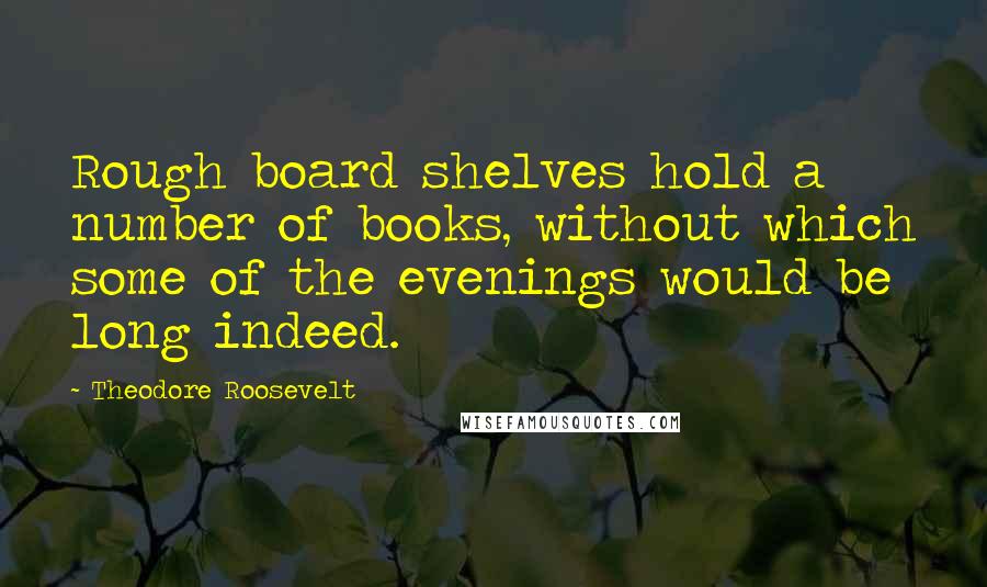 Theodore Roosevelt Quotes: Rough board shelves hold a number of books, without which some of the evenings would be long indeed.