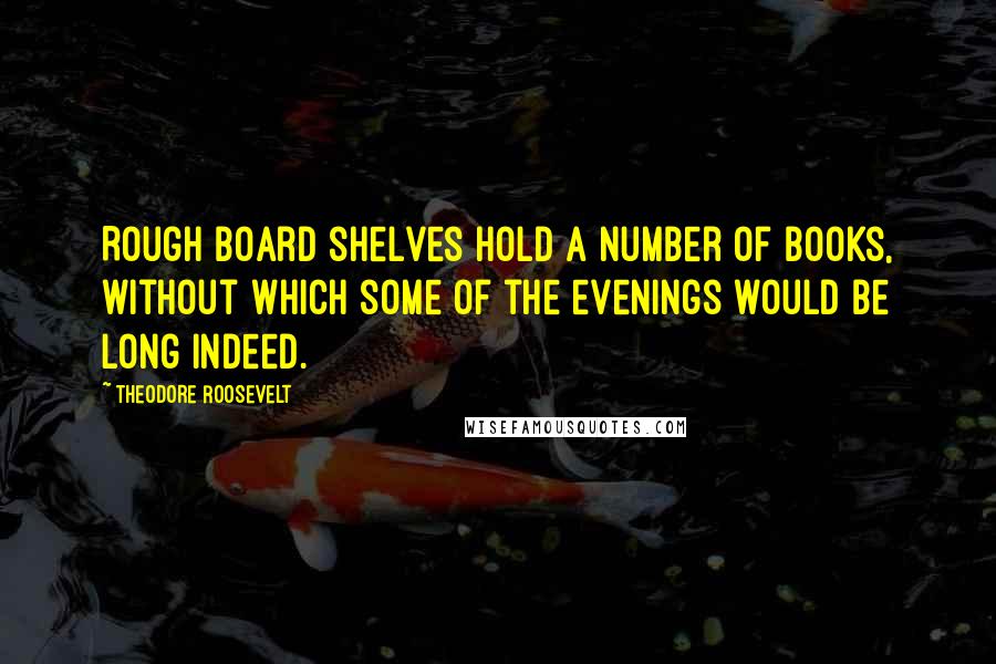 Theodore Roosevelt Quotes: Rough board shelves hold a number of books, without which some of the evenings would be long indeed.