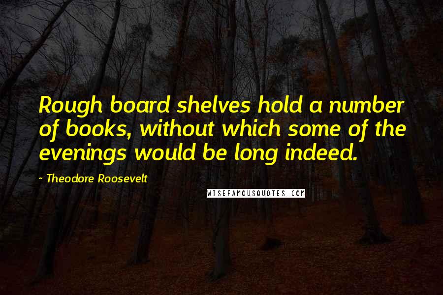 Theodore Roosevelt Quotes: Rough board shelves hold a number of books, without which some of the evenings would be long indeed.