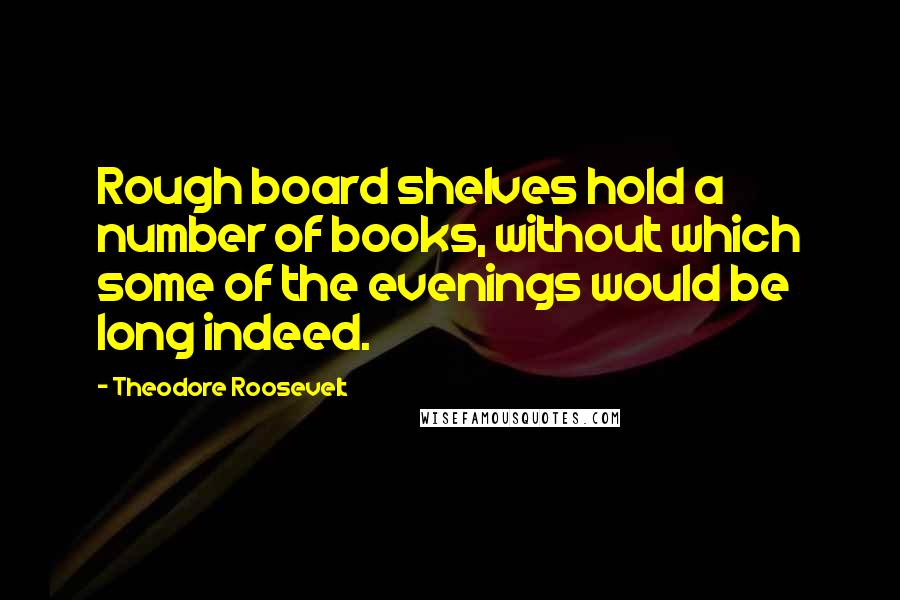 Theodore Roosevelt Quotes: Rough board shelves hold a number of books, without which some of the evenings would be long indeed.