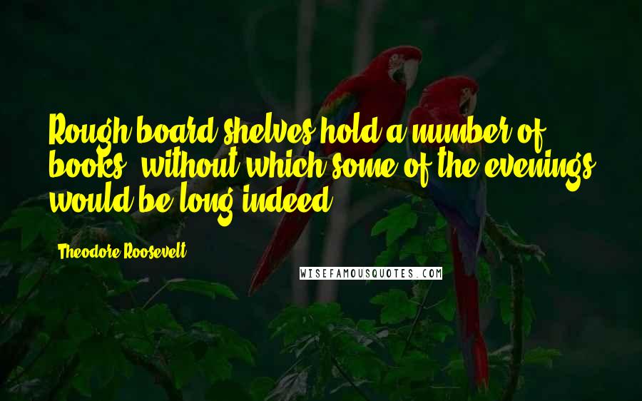 Theodore Roosevelt Quotes: Rough board shelves hold a number of books, without which some of the evenings would be long indeed.