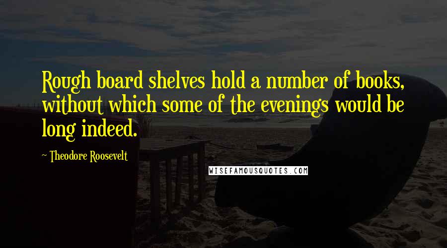 Theodore Roosevelt Quotes: Rough board shelves hold a number of books, without which some of the evenings would be long indeed.