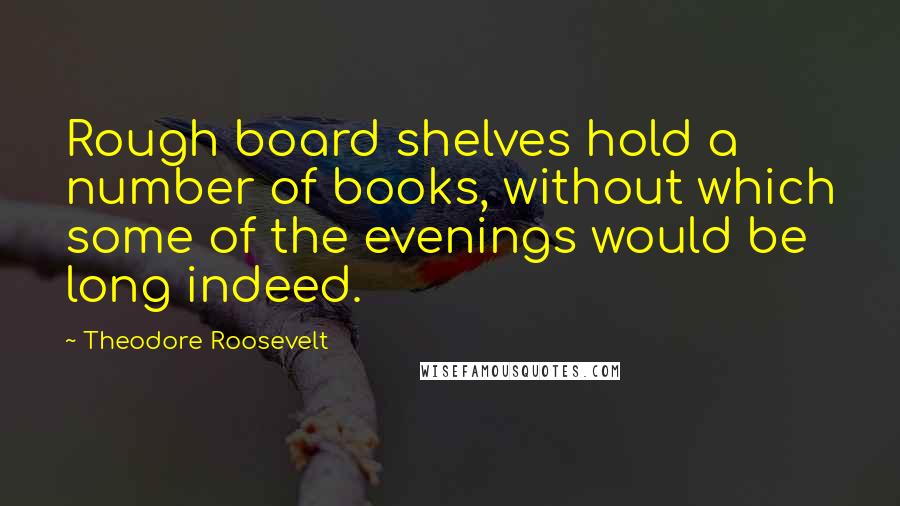 Theodore Roosevelt Quotes: Rough board shelves hold a number of books, without which some of the evenings would be long indeed.