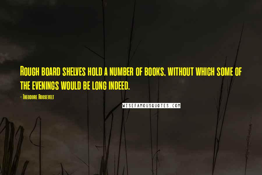 Theodore Roosevelt Quotes: Rough board shelves hold a number of books, without which some of the evenings would be long indeed.