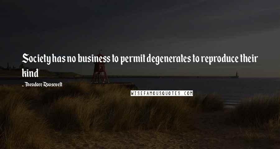 Theodore Roosevelt Quotes: Society has no business to permit degenerates to reproduce their kind